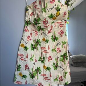 Tropical Print Strapless ASOS Dress with Matching Oversized Button-down Set